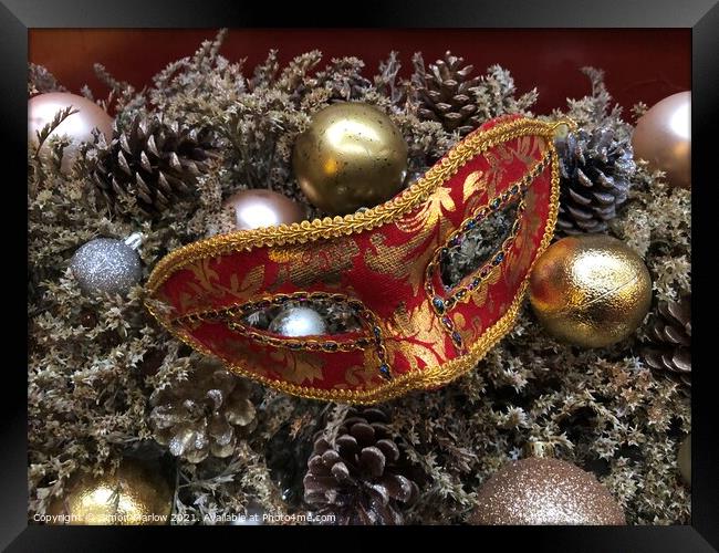 Christmas Venetian Mask Framed Print by Simon Marlow