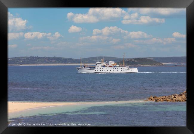 The Scillonian arriving in the Isles of Scilly Framed Print by Simon Marlow