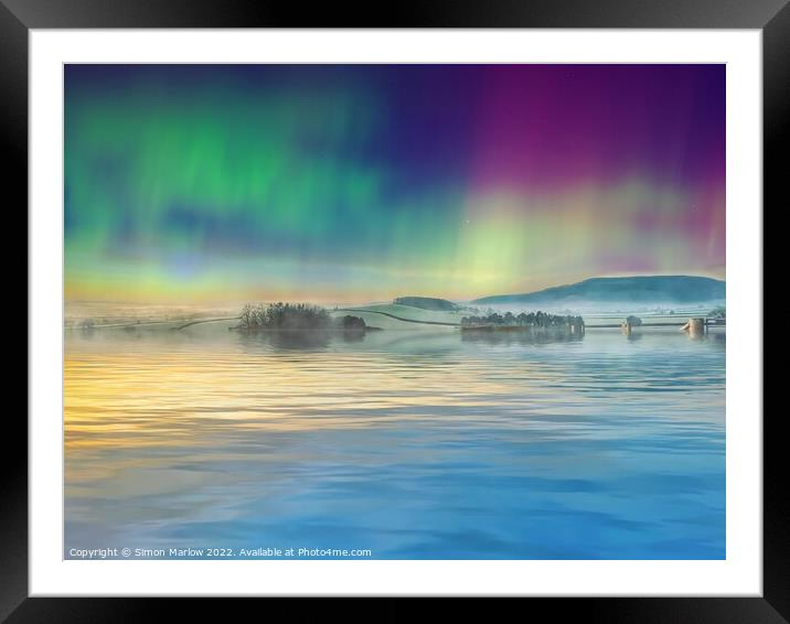 Aurora Borealis Or Northern Lights Framed Mounted Print by Simon Marlow