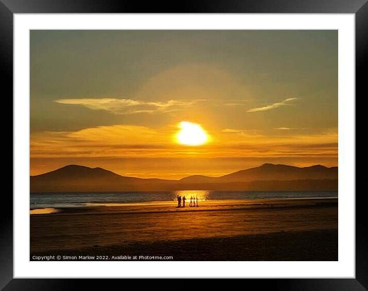Majestic Sunset Over Harlech Beach Framed Mounted Print by Simon Marlow