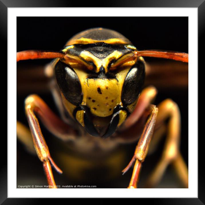 Extreme Wasp Closeup Framed Mounted Print by Simon Marlow