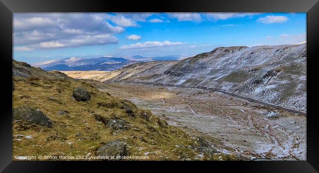 Snowdonia view from Bwlch Framed Print by Simon Marlow