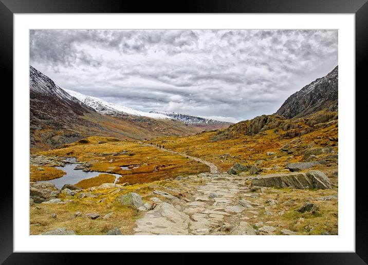 Winter landscape at Ogwen, Snowdonia Framed Mounted Print by Simon Marlow