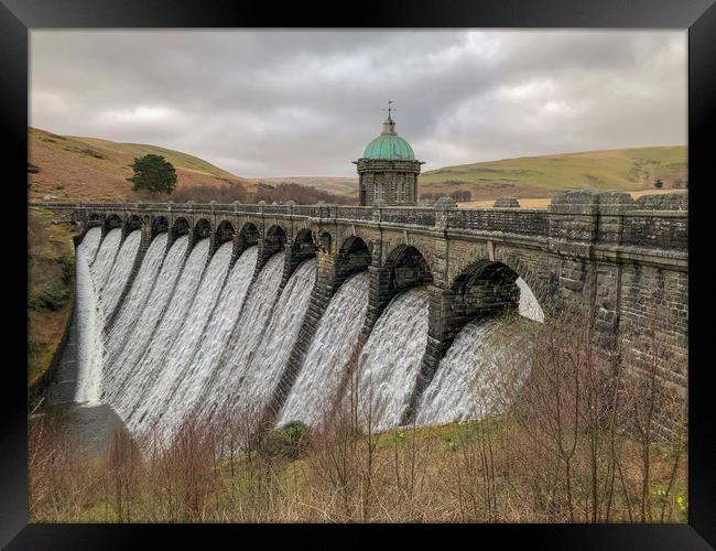 Majestic Waterfall at Elan Valley Dam Framed Print by Simon Marlow