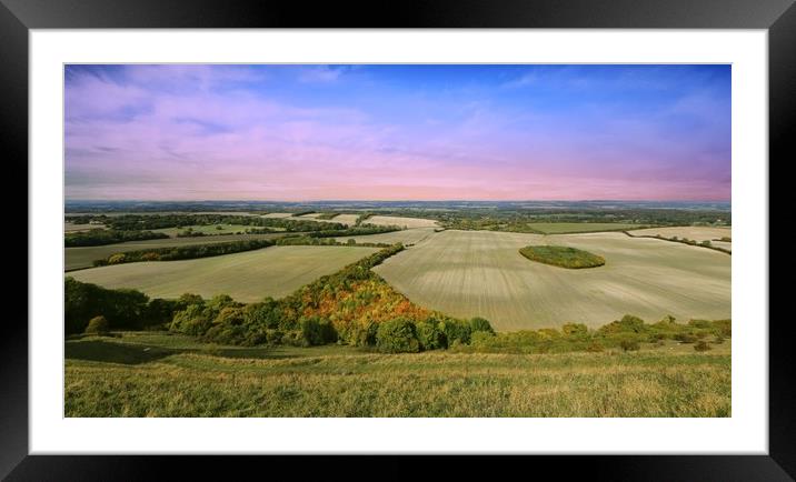 Wide open landscape taken at Inkpen, Berkshire Framed Mounted Print by Simon Marlow