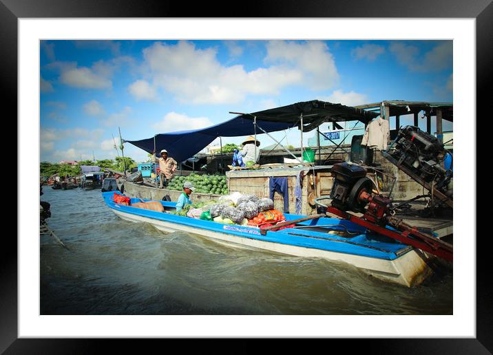 River boat on the Mekong Delta at Hoi An Framed Mounted Print by Simon Marlow
