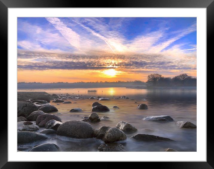 Sunrise by the lake, Reading, Berkshire Framed Mounted Print by Simon Marlow