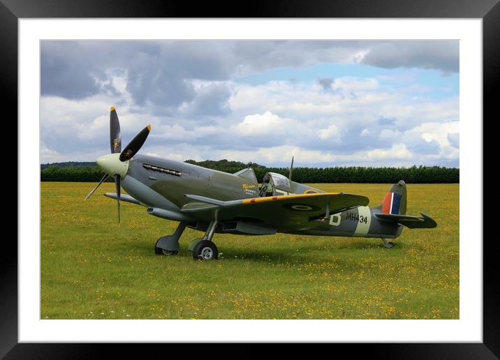 Spitfire at White Waltham, Berkshire Framed Mounted Print by Simon Marlow