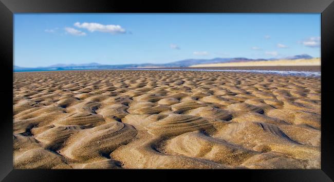 The textures of sand at the beach Framed Print by Simon Marlow