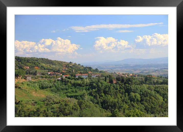 A view out over the countryside of Tuscany, Italy Framed Mounted Print by Simon Marlow