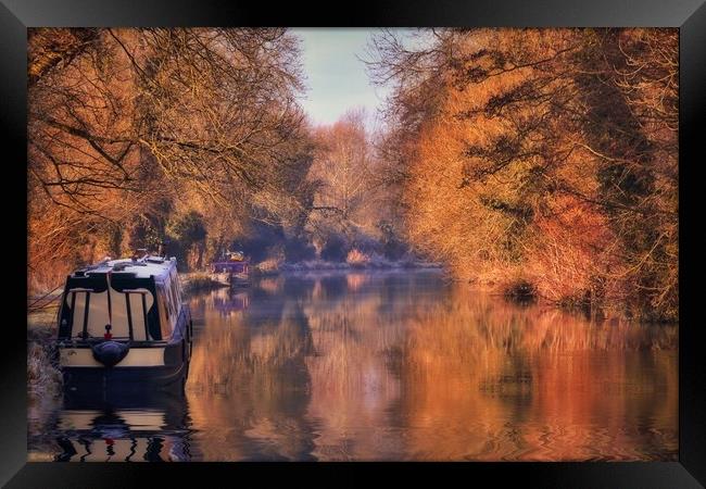 Autumn reflections on the Kennet and Avon Canal Framed Print by Simon Marlow