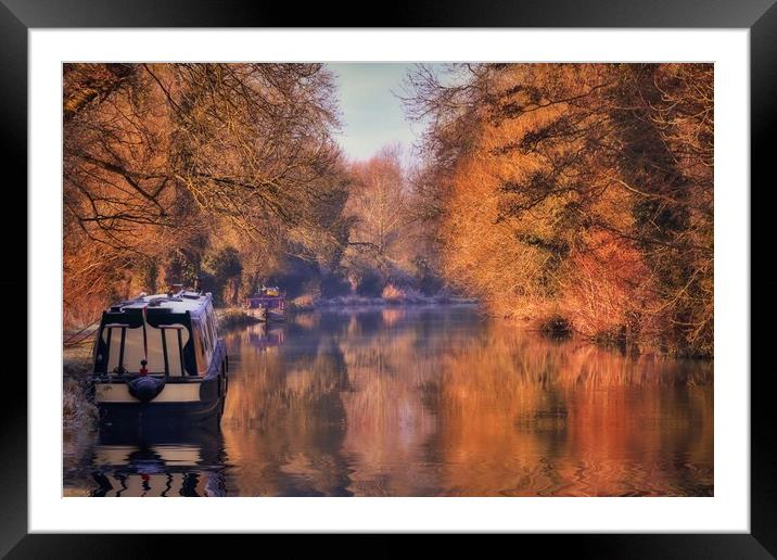 Autumn reflections on the Kennet and Avon Canal Framed Mounted Print by Simon Marlow