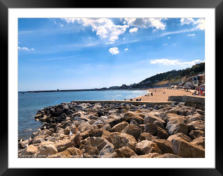 View across Lyme Regis beachfront Framed Mounted Print by Simon Marlow