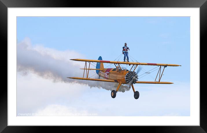 Wing Walking on a classic plane Framed Mounted Print by Simon Marlow