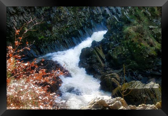 Majestic Conwy Falls in Snowdonia Framed Print by Simon Marlow