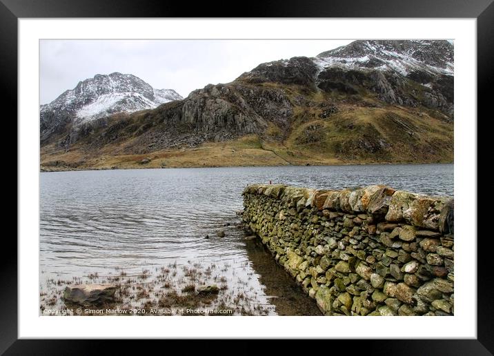 Majestic Llyn Idwal Peaceful Haven Amidst Snowdoni Framed Mounted Print by Simon Marlow