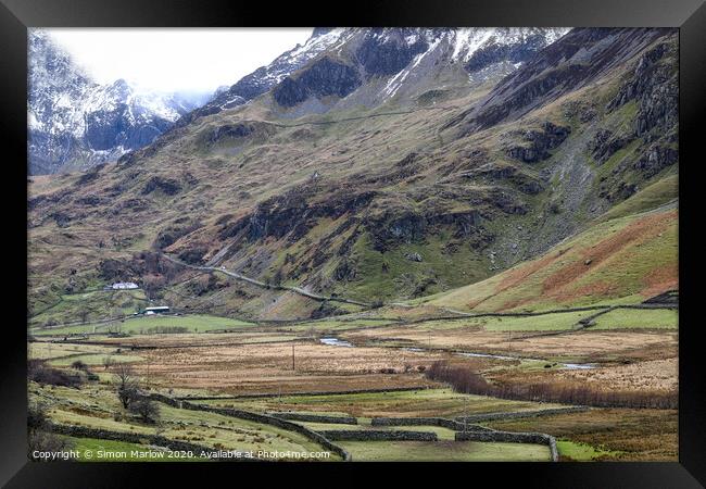 Ogwen valley in Snowdonia National Park, North Wal Framed Print by Simon Marlow
