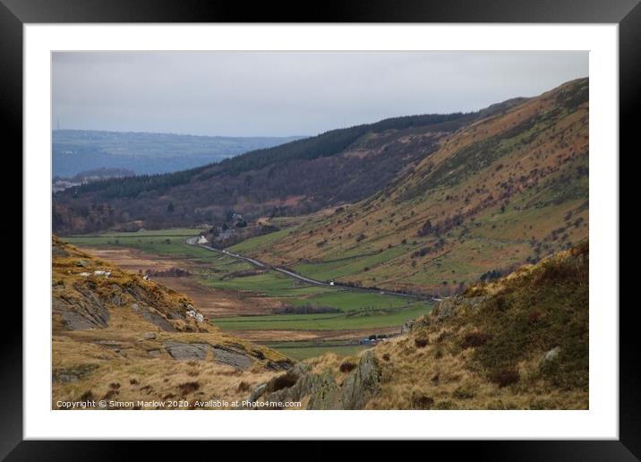 Ogwen valley in Snowdonia National Park, North Wal Framed Mounted Print by Simon Marlow