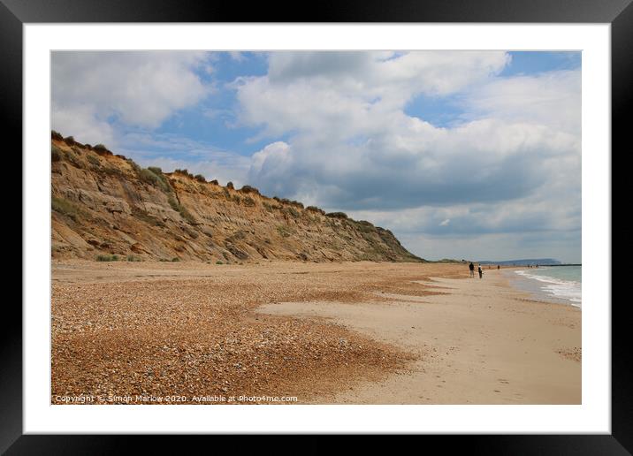 A sweeping view across the beach at Hengistbury Head Framed Mounted Print by Simon Marlow