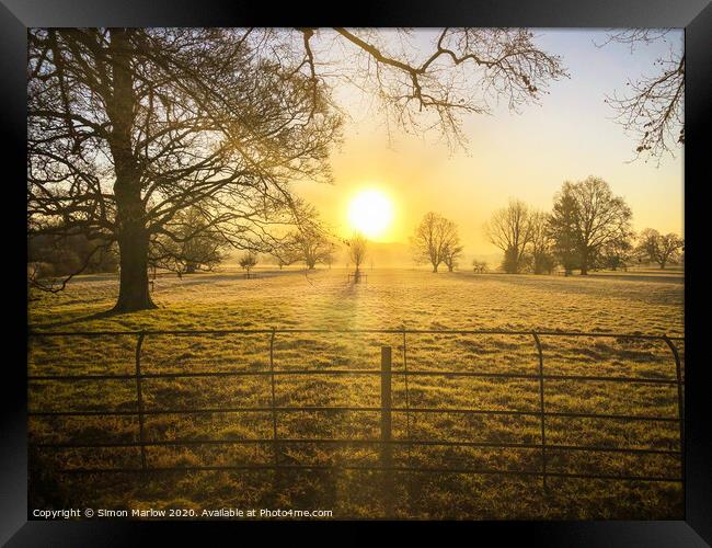 Golden Sunrise Over South Shropshire Framed Print by Simon Marlow