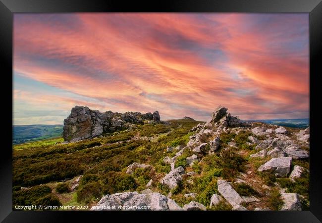 Looking across the Stiperstones, Shropshire Framed Print by Simon Marlow