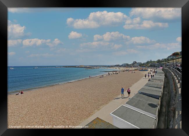 View across Lyme Regis Seafront Framed Print by Simon Marlow
