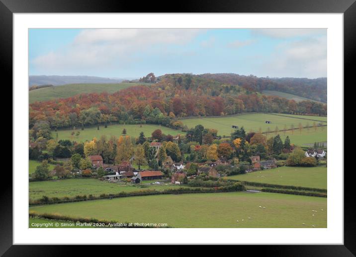 Overlooking the village of Turville Framed Mounted Print by Simon Marlow