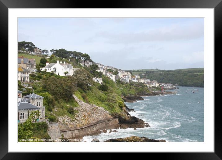 Looking across the coastal front of Fowey Framed Mounted Print by Simon Marlow