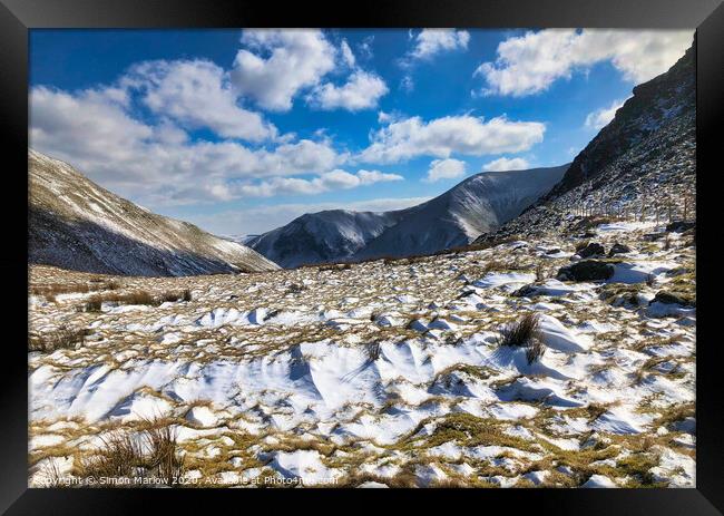 Snowdonia National Park in winter Framed Print by Simon Marlow