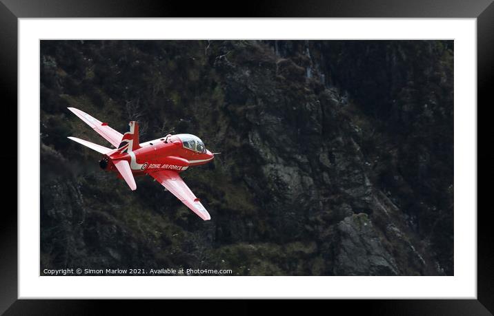 Red Arrows Hawk going through the Mach Loop, Snowdonia Framed Mounted Print by Simon Marlow