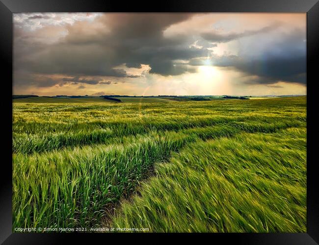 A storm in brewing in Berkshire Framed Print by Simon Marlow