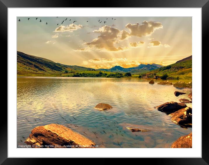Capel Curig landscape in Snowdonia, North Wales Framed Mounted Print by Simon Marlow