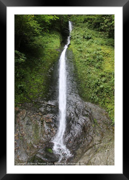Enchanting Waterfall in the Heart of Lydford Gorge Framed Mounted Print by Simon Marlow