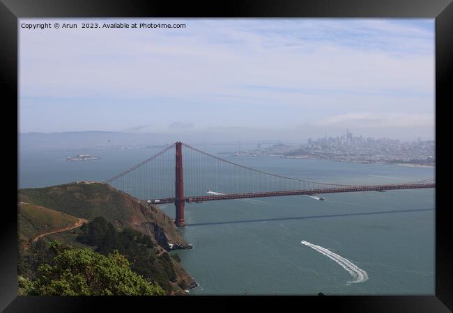 Golden Bridge from the Marin Headlands California Framed Print by Arun 