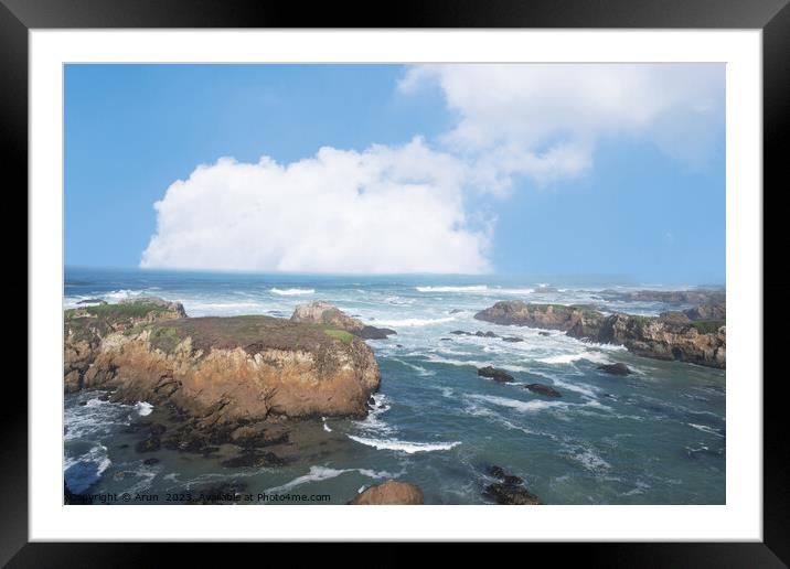 Mendocino  and Noyo headlands California Framed Mounted Print by Arun 