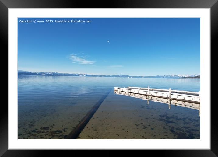 Lake Tahoe in the winter from the air Framed Mounted Print by Arun 