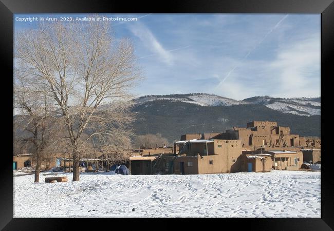 Taos Pueblo in New Mexico Framed Print by Arun 