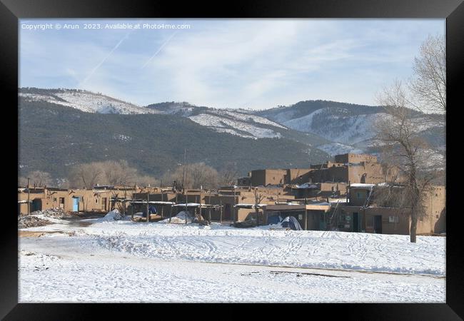 Taos Pueblo in New Mexico Framed Print by Arun 