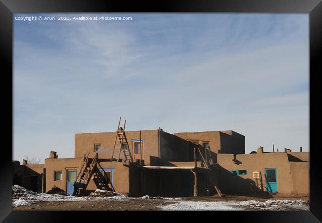 Taos Pueblo in New Mexico Framed Print by Arun 