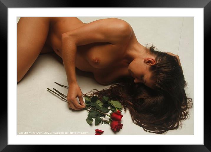 Bodyscapes photo shoot of a nude white model Framed Mounted Print by Arun 