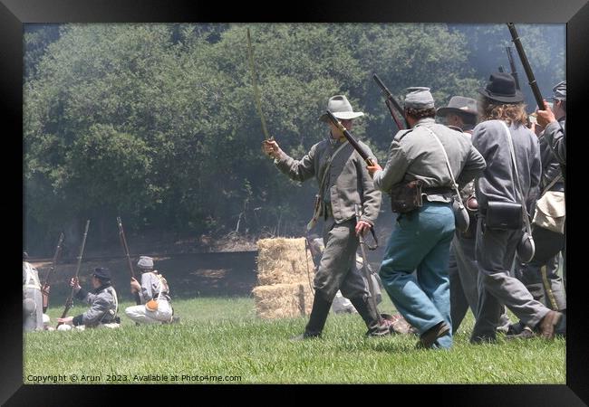 Civil War Reenactment Framed Print by Arun 