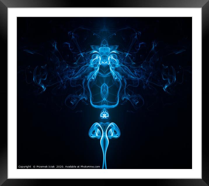 Blue abstract smoke symmetry  Framed Mounted Print by Przemek Iciak
