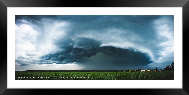 Panoramic view of dark thunderstorm clouds approac Framed Mounted Print by Przemek Iciak