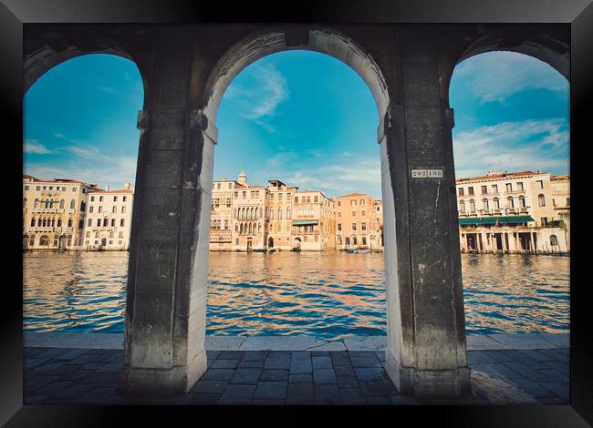Under the arches of Rialto Canal in  Venice  Framed Print by federico stevanin