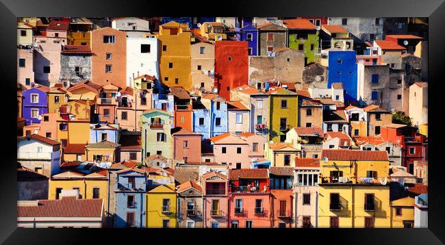 Colorful houses in Bosa, Sardinia Framed Print by federico stevanin