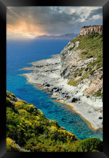 vertical shot of the coast in Bosa, Italy Framed Print by federico stevanin