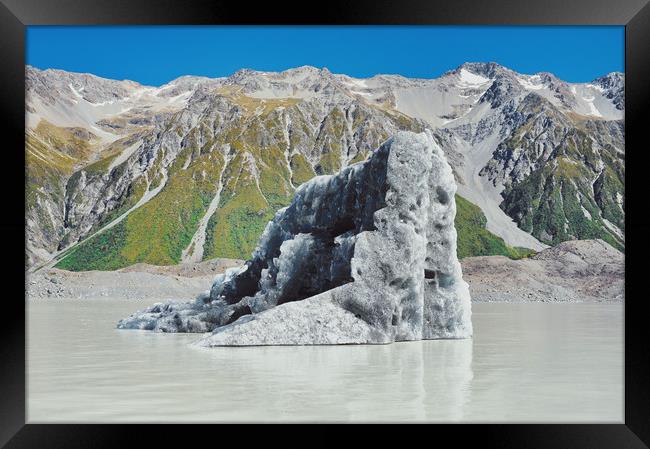 Big iceberg on Mt Cook Tasman Glacier Lake Framed Print by federico stevanin