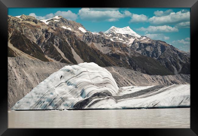 Big iceberg on Mt Cook Tasman Glacier Lake Framed Print by federico stevanin