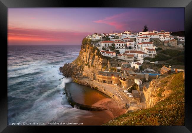 Azenhas do Mar traditional picturesque village in Portugal at sunset Framed Print by Luis Pina