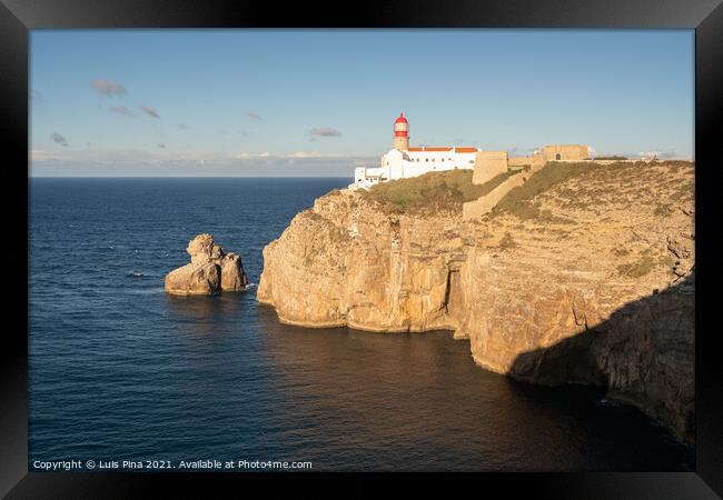 Farol do Cabo de Sao Vicente Lighthouse in Sagres, Portugal Framed Print by Luis Pina